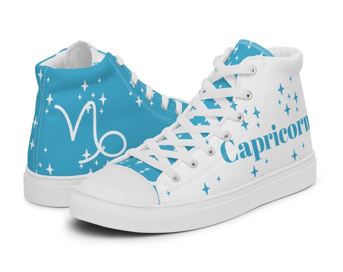 Capricorn Blue Topaz Men’s high top canvas shoes