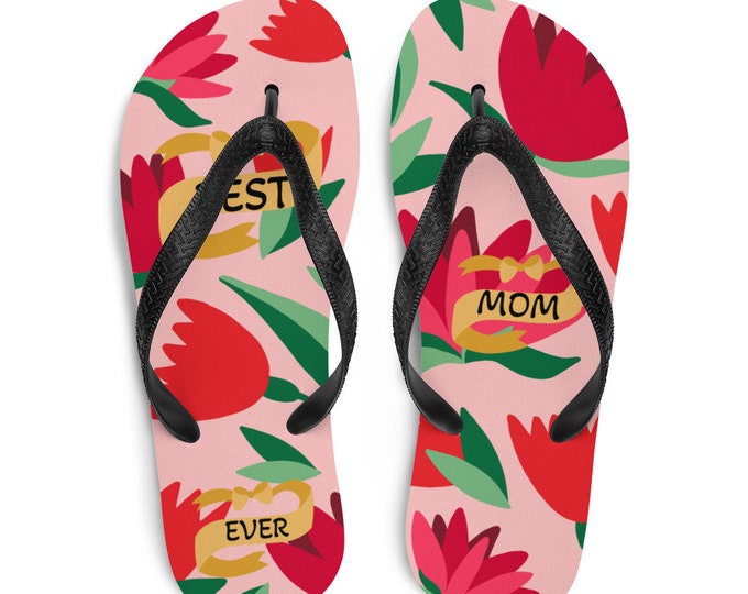 Best Mom Ever Spring Flowers Sublimated Flip-Flops
