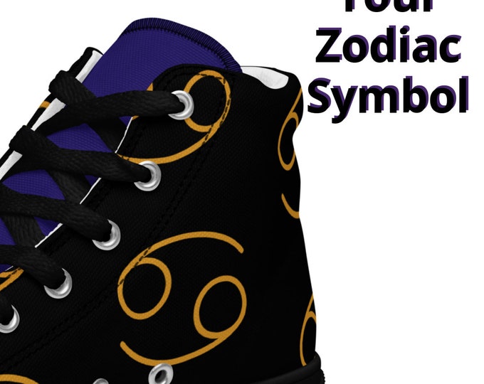 Baltimore Ravens Zodiac Sign Shoes l Adult Gym Sneakers l Astrology Hightop l High Top Canves Shoe l Custom Pattern Gift l Astrological