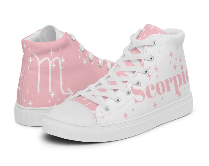 Scorpio Pink Tourmaline Men’s High Top Canvas Shoes