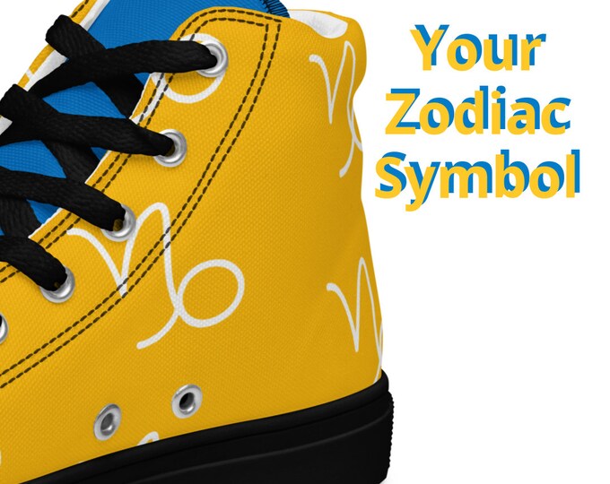 Los Angeles Chargers Sign | Zodiac Gym Shoes | Astrology Shoes | Blue High Top Canvas Shoes | Custom Zodiac Gift | Astrological Zodiac Shoes