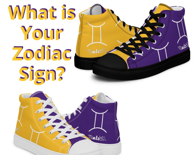 Minnesota Vikings Zodiac Sign Shoes l Adult Gym Sneakers l Astrology Hightops l Custom High Top Canvas Shoe l Pattern Gift l Football Kicks
