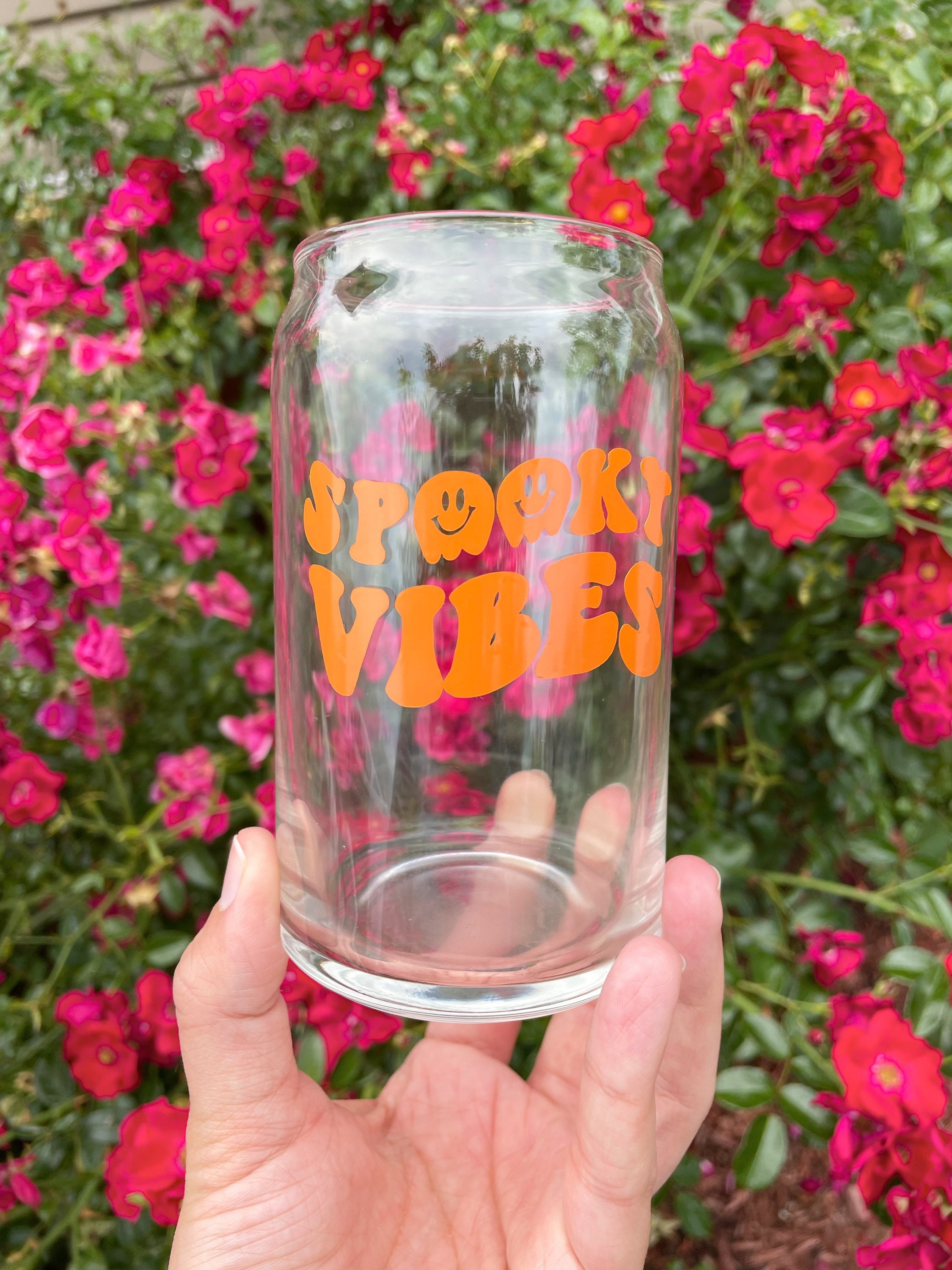Spooky Vibes Iced Coffee Glass Halloween Coffee Cup Glass Etsy