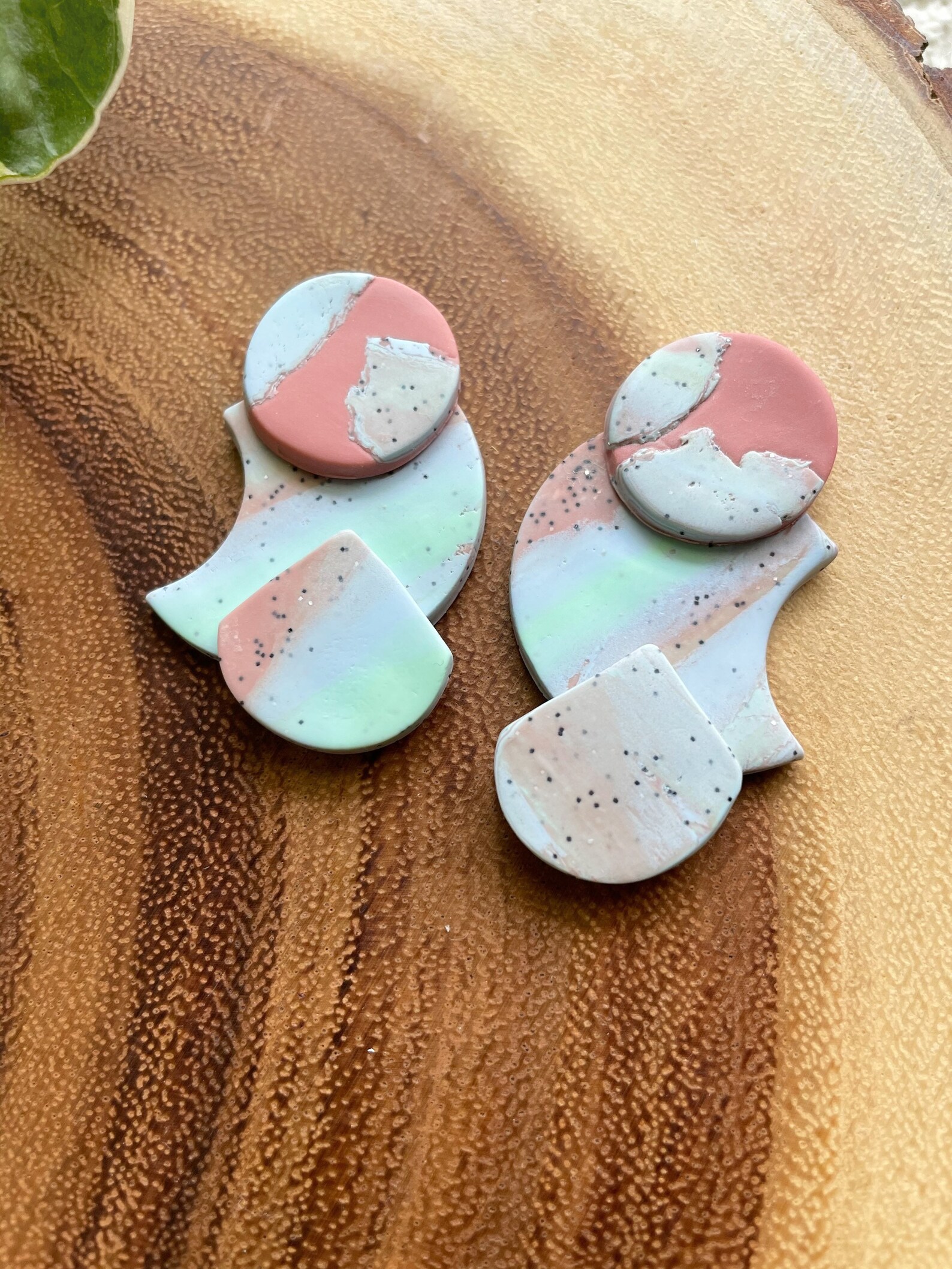 Pastel Clay Earrings Abstract Clay Earrings Unique Polymer Etsy