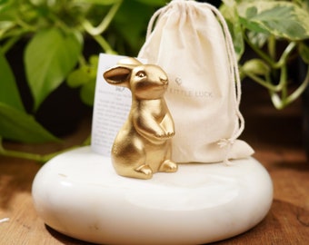 Gold Concrete Lucky Rabbit: Handmade Good Luck Charm