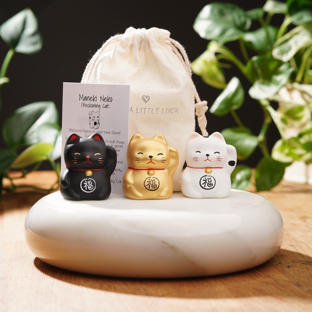 Ceramic Lucky Cat Set Lucky Cats For Luck Happiness Wealth and Protection Maneki Neko Feng Shui Cat Good Luck Gift Beckoning Cat Etsy Schweiz
