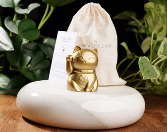 Gold Concrete Lucky Cat | Maneki Neko For Luck and Wealth | Fortune Cat | Good Luck Gift | Feng Shui Cat | Good Luck Charm | Beckoning Cat