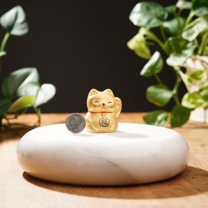 Gold Ceramic Lucky Cat Maneki Neko For Luck and Wealth Fortune Cat Good Luck Gift Feng Shui Cat Good Luck Charm Beckoning Cat image 6