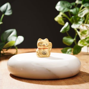 Gold Ceramic Lucky Cat Maneki Neko For Luck and Wealth Fortune Cat Good Luck Gift Feng Shui Cat Good Luck Charm Beckoning Cat image 2