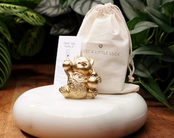 Gold Maneki Neko: Handmade Concrete Lucky Cat Charm For Wealth and Good Luck