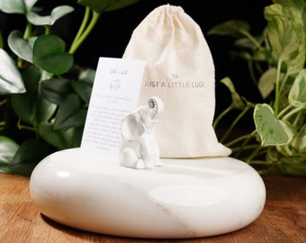 White Concrete Lucky Elephant : For Wealth and Good Luck
