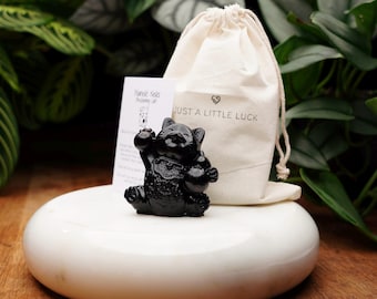 Black Maneki Neko: Handmade Concrete Lucky Cat Charm For Good Luck and Protection