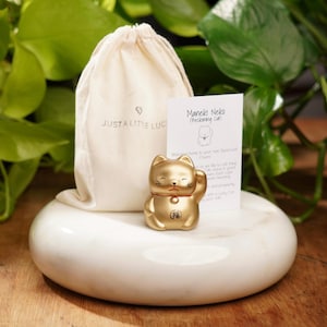 Gold Concrete Maneki Neko: Lucky Fortune Cat For Good Luck and Wealth
