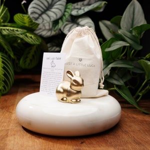 Gold Concrete Lucky Rabbit: Handmade Good Luck Charm