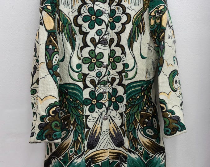 Woven Green Hummingbird Ladies Coat
