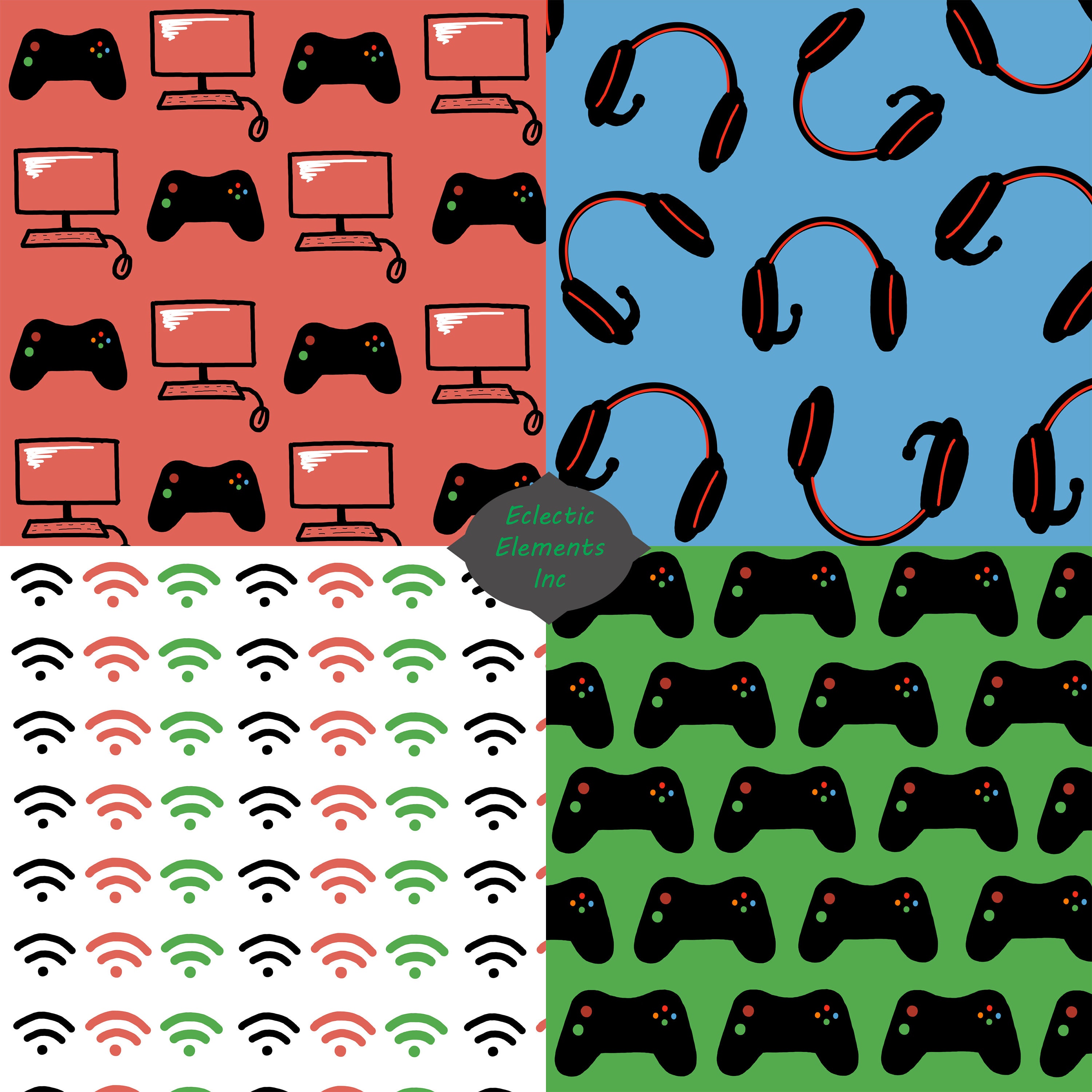 Digital Paper Pack VIDEO Theme With 10 Hand Drawn Papers