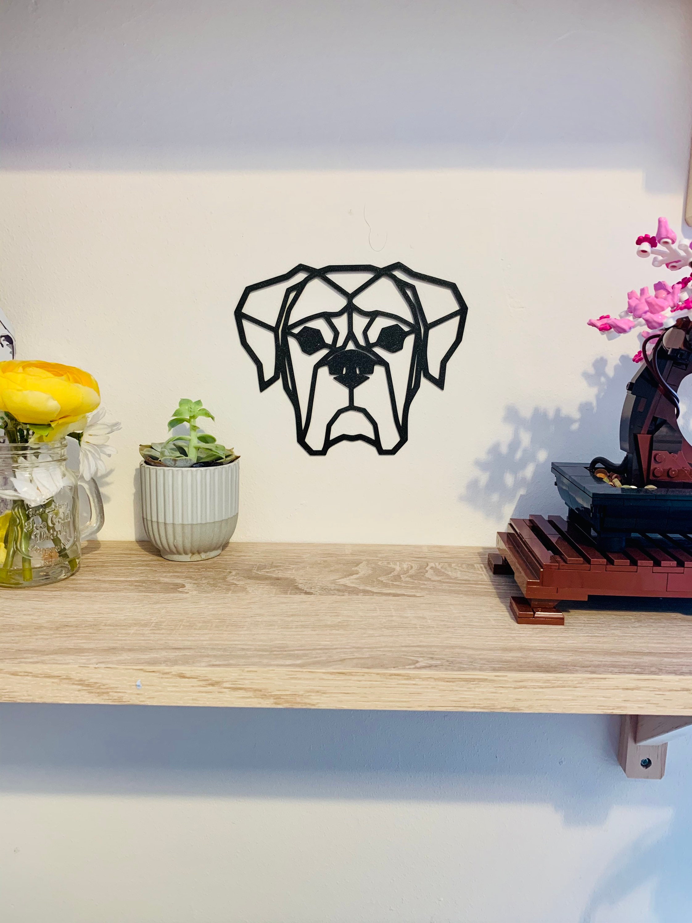 Boxer Hund geometrisch 3D gedruckte Wandkunst. Etsy