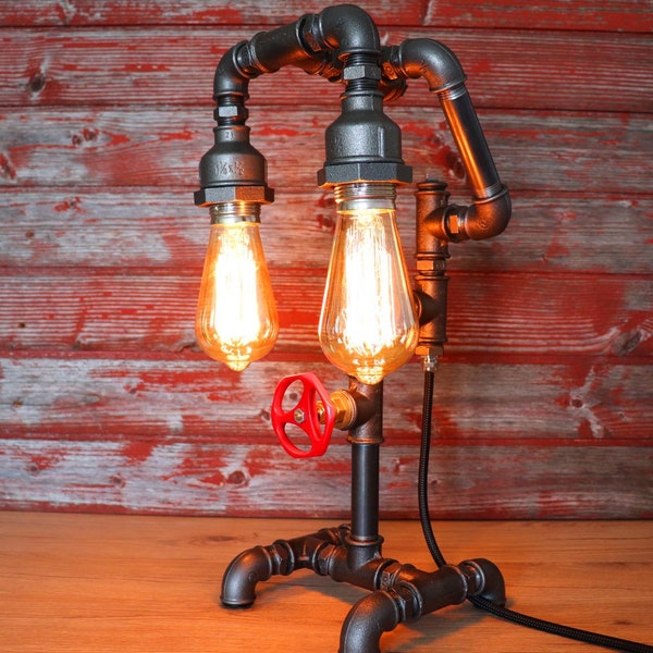 Industrial Table Lamp Steampunk - Desk Lamp - Edison Lamp - Steampunk Lamp - Lighting Pipe Lamp - Pipe Lamp - Retro - Men's Gift - Metal