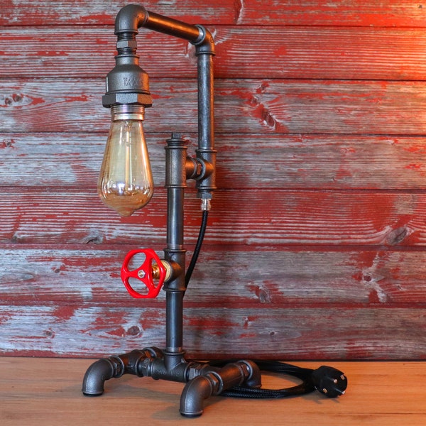 Industrial Table Lamp Steampunk - Desk Lamp - Edison Lamp - Steampunk Lamp - Lighting Pipe Lamp - Pipe Lamp - Retro - Men's Gift - Metal