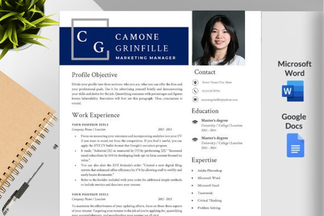 Professional Resume Template Resume With Photo Word and Pages Modern ...