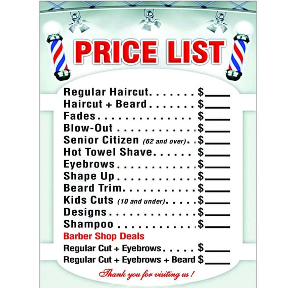 24 Barber Shop Price List Modern Hair Styles Price List - Etsy UK 24 Barber Shop Price List Modern Hair Styles Price List - Etsy UK
