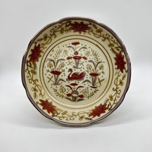 Hand Painted - Chinoiserie Dish with Swan and Floral Design - Andrea by Sadek 5894