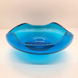 Vintage Bluenique - 1960's Blue Glass Decor Dish - by Viking Glass