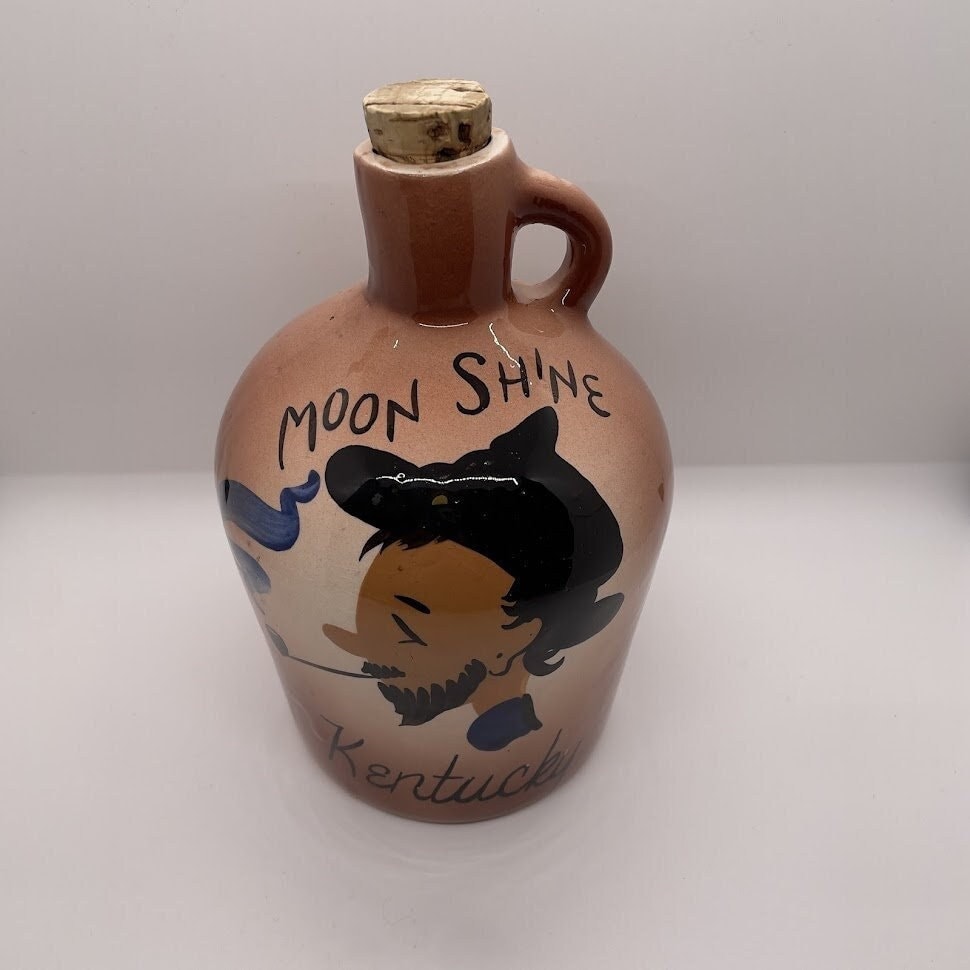 Large Vintage Moonshine Jug - Kentucky Souvenir - Pipe-smoking