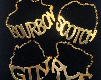 Napier - Gold Tone Groovy Decanter / Bottle Tags (4 Different to Choose From) Sold Individually