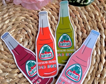 Support Mexican Taco Shops Sticker | Jarritos sticker | Waterproof sticker | Mexican soda | support Latino business, Latinx, Tacos, Mexico