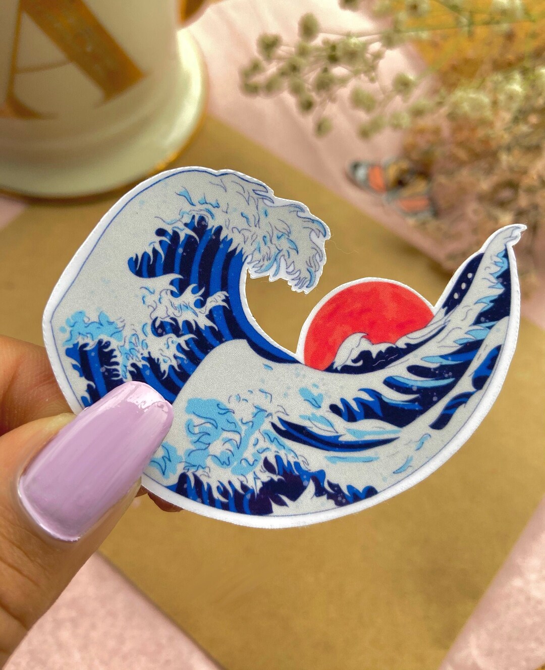 Sea Water Rising Sticker The Wave and Sun Sticker | Waterproof Sticker| Ocean Waves | Water ...
