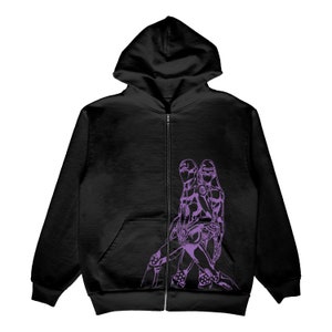 MOODY - Zip Up Hoodie / Black/Lavender