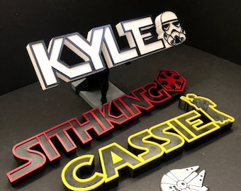 Customizable Name Tag - Star Wars Inspired  | Star Wars Desk Name Plate | Personalized Room Decor | Starwars fan gift