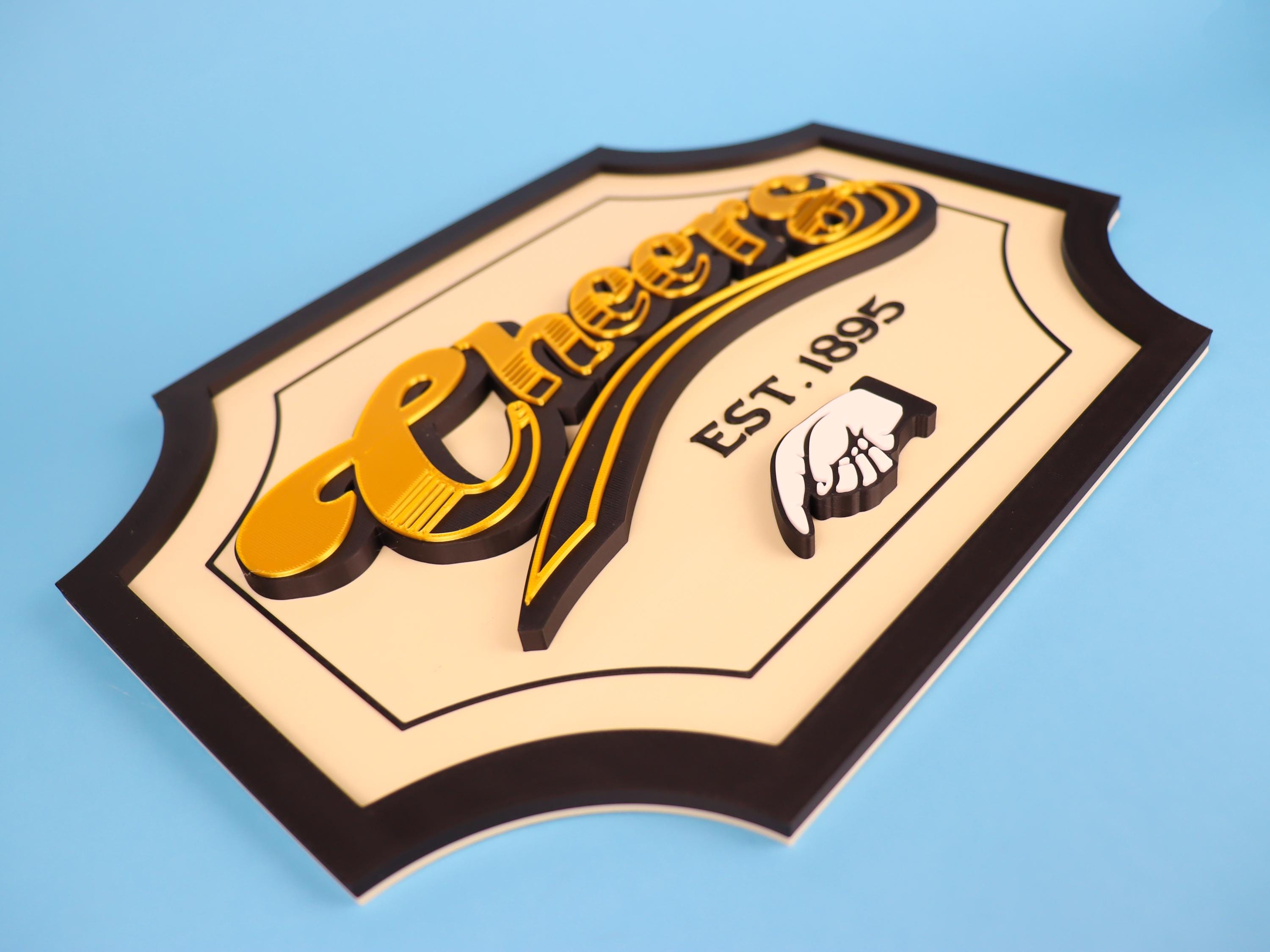 3D Cheers Sign for Home Bar or Mancave, Double-sided Hanging Plaque - Etsy