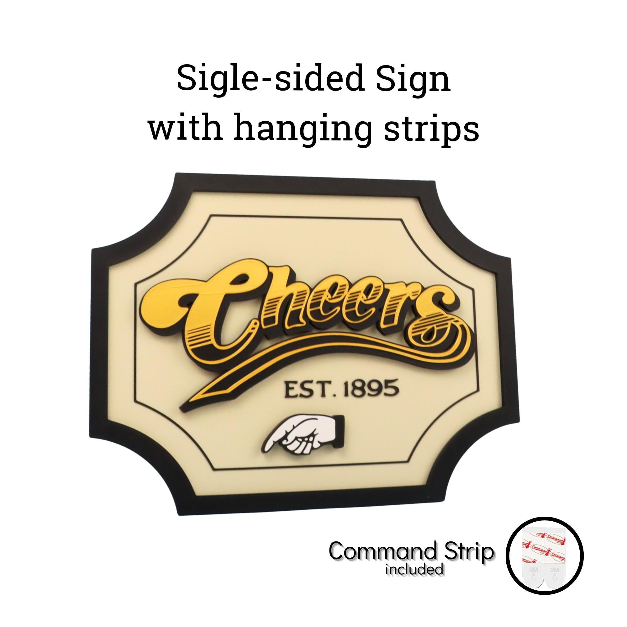 3D Cheers Sign for Home Bar or Mancave, Double-sided Hanging Plaque - Etsy