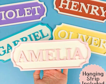 Personalized Pastel Name Door Hanger, Kids Room Sign, Bedroom Decor