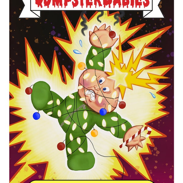 Jolly Joel - Dumpster Babies - Jolted Joel / Live Mike - Cult 80s Christmas Garbage Pail Kids Parody Trading Card