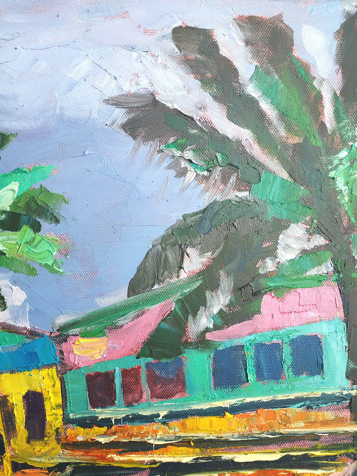 Miami Painting Florida Oil Painting Sunset Miami Original Palm Etsy