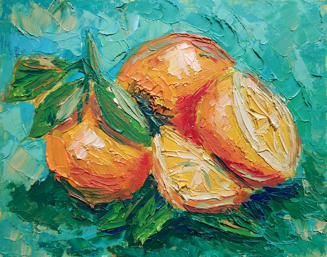 Orange Painting Fruit Still Life Food Wall Art Fruit Painting Palette