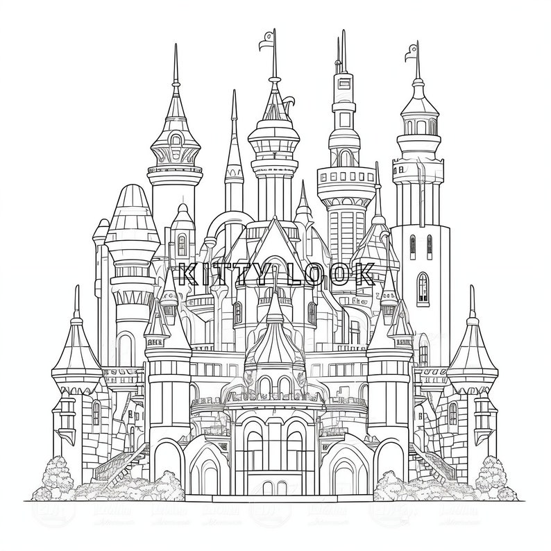 4 Castles Coloring Page for Adults and Children Printable - Etsy Israel
