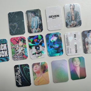 BTS Solo Mini Holographic Photocards - Fanmade - RM Jungkook V Jimin Jin Hope Suga OT7 - PCs Handmade Bangtan Army Gifts Seven Layover
