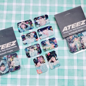 Ateez Mini Holographic Photocards - Fanmade - Seonghwa Yunho Yeosang Hongjoong San Mingi Wooyoung Jongho - Bouncy Golden Hour