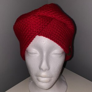 Handmade Messy bun Ear warmer Red