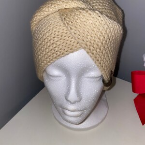 Handmade Messy bun Ear warmer Cream