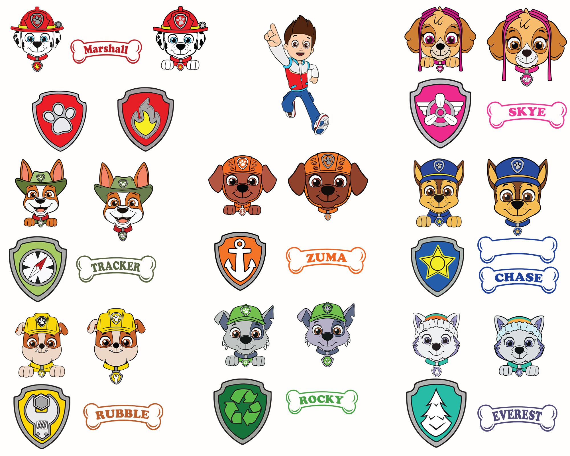 Paw Patrol Png Bundle Paw Patrol Png Paw Patrol Shield Png | Etsy