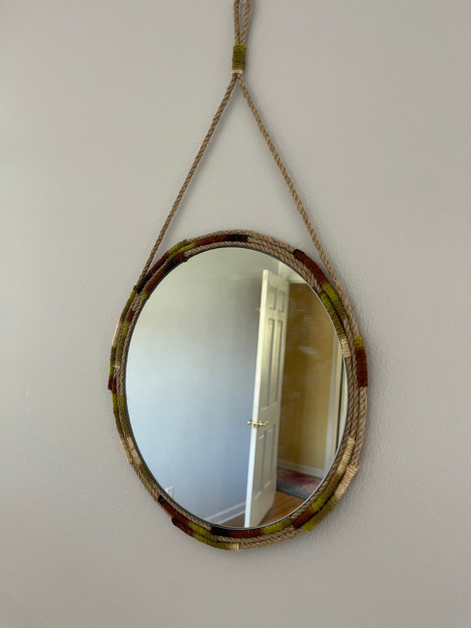 Boho Wall Mirror/ Natural Rope Mirror Etsy