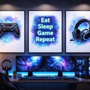 Personalised Boys gaming Game room Prints Poster Set of 3 Unframed wall art PS5 Gameboy Birthday Valentines Gift for Teen Tween boys room