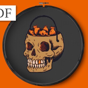 Mr Skull Hat Wall Art X stitch pattern Head Bones Monocle Gentleman Arsene Lupin Skeleton Suit Modern Cross Stitch Cylinder