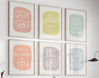 Scripture Nursery Wall Décor Instant Download, Kids Bible Verse Modern Wall Art, Christian Preschool Education Prints, Toddlers Room Poster.