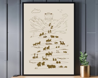 Noahs Ark Modern Christian Nursery Wall Décor Instant Download, Faith Based Religious Print Bible Story Gift, Boy Toddler Room Animal Poster